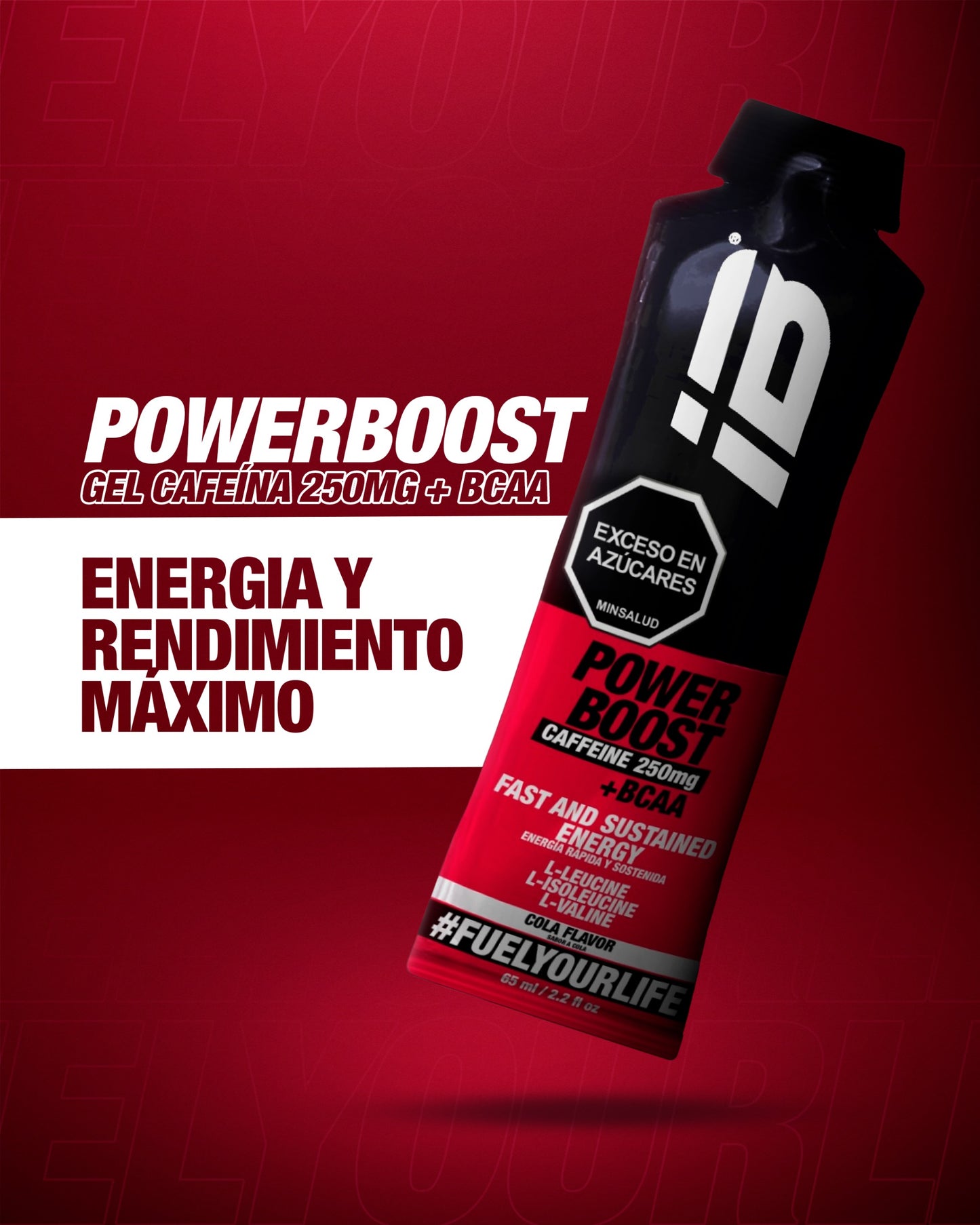 POWERBOOST GEL CAFEÍNA 250 mg + BCAA (sabor cola) - 65 ml