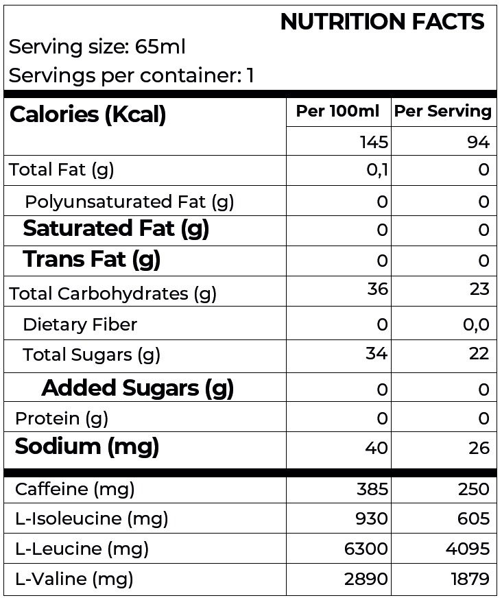 POWERBOOST GEL CAFEÍNA 250 mg + BCAA (sabor cola) - 65 ml